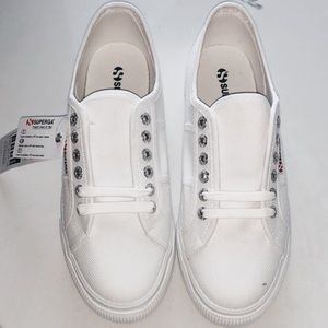 SUPERGA white platform sneakers